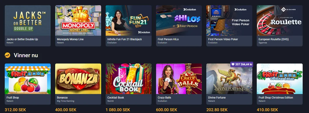 Besök bordsspel och välj